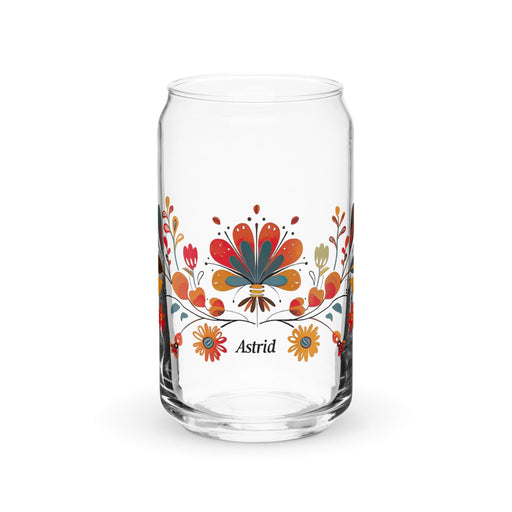 Astrid Exclusive Name Art Piece Can-Shaped Glass Home Office Work Mexican Spanish Pride Gift Cup One-Of-A-Kind Calligraphy Glass | A4 Mexicada 16 oz