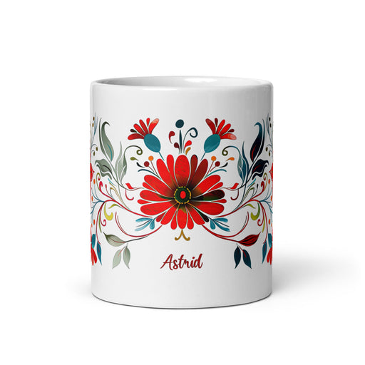 Astrid Exclusive Name Art Piece Home Office Work Coffee Mug Mexican Spanish Pride Gift Cup One - Of - A - Kind Calligraphy White Glossy Mug | A1 - Mexicada