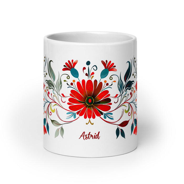 Astrid Exclusive Name Art Piece Home Office Work Coffee Mug Mexican Spanish Pride Gift Cup One - Of - A - Kind Calligraphy White Glossy Mug | A1 - Mexicada