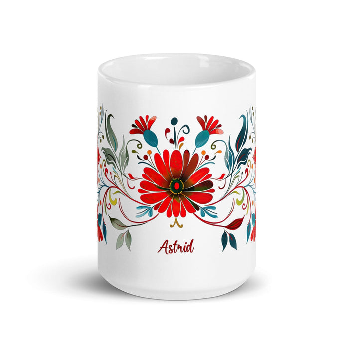 Astrid Exclusive Name Art Piece Home Office Work Coffee Mug Mexican Spanish Pride Gift Cup One-Of-A-Kind Calligraphy White Glossy Mug | A1 Mexicada