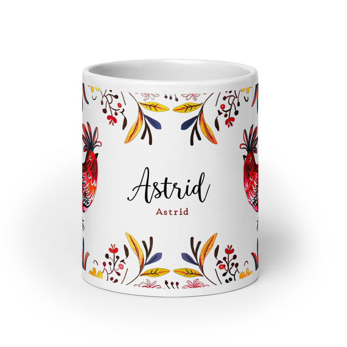 Astrid Exclusive Name Art Piece Home Office Work Coffee Mug Mexican Spanish Pride Gift Cup One - Of - A - Kind Calligraphy White Glossy Mug | A2 - Mexicada