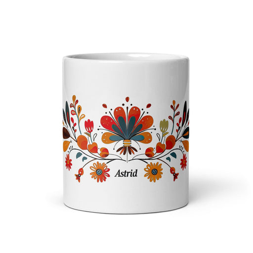 Astrid Exclusive Name Art Piece Home Office Work Coffee Mug Mexican Spanish Pride Gift Cup One-Of-A-Kind Calligraphy White Glossy Mug | A4 Mexicada