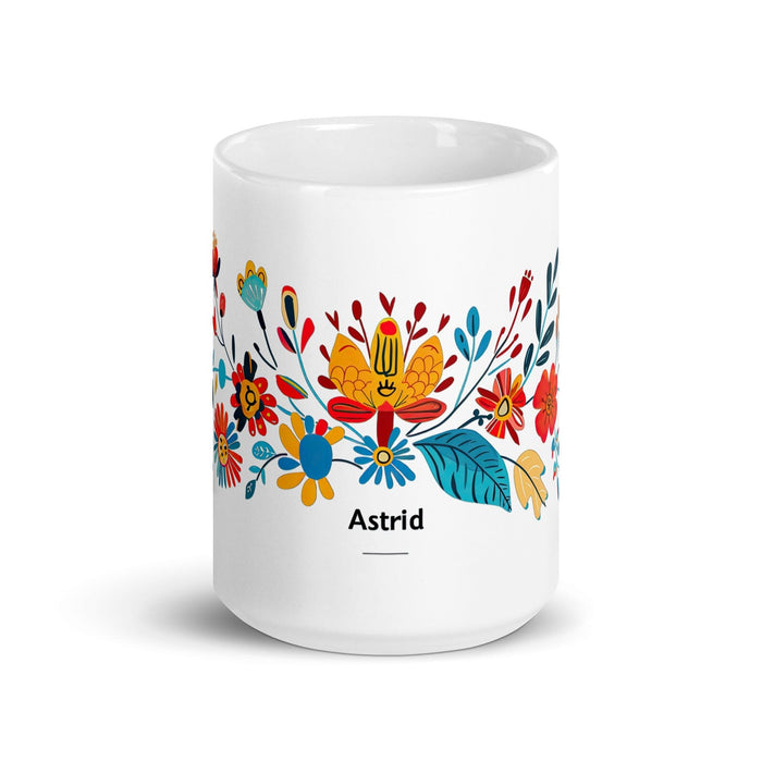 Astrid Exclusive Name Art Piece Home Office Work Coffee Mug Mexican Spanish Pride Gift Cup One-Of-A-Kind Calligraphy White Glossy Mug | A5 Mexicada