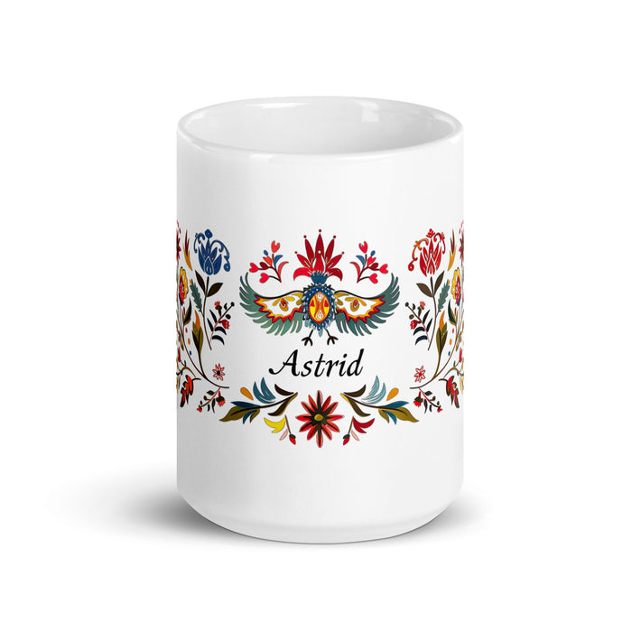 Astrid Exclusive Name Art Piece Home Office Work Coffee Mug Mexican Spanish Pride Gift Cup One - Of - A - Kind Calligraphy White Glossy Mug | A6 - Mexicada