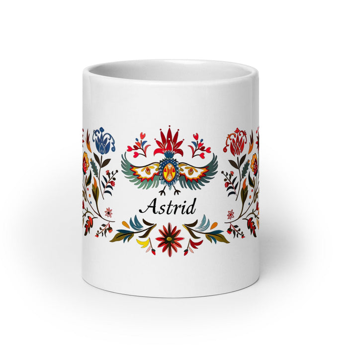 Astrid Exclusive Name Art Piece Home Office Work Coffee Mug Mexican Spanish Pride Gift Cup One-Of-A-Kind Calligraphy White Glossy Mug | A6 Mexicada