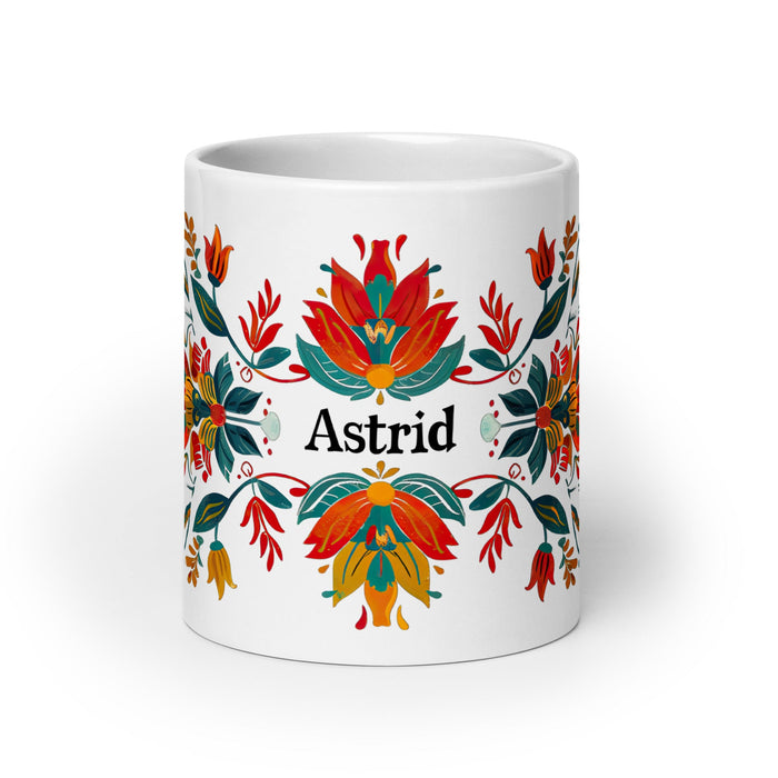 Astrid Exclusive Name Art Piece Home Office Work Coffee Mug Mexican Spanish Pride Gift Cup One - Of - A - Kind Calligraphy White Glossy Mug | A7 - Mexicada