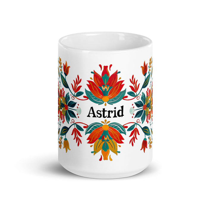 Astrid Exclusive Name Art Piece Home Office Work Coffee Mug Mexican Spanish Pride Gift Cup One - Of - A - Kind Calligraphy White Glossy Mug | A7 - Mexicada