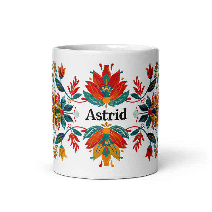 Astrid Exclusive Name Art Piece Home Office Work Coffee Mug Mexican Spanish Pride Gift Cup One - Of - A - Kind Calligraphy White Glossy Mug | A7 - Mexicada