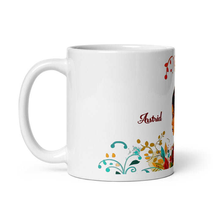 Astrid Exclusive Name Art Piece Home Office Work Coffee Mug Mexican Spanish Pride Gift Cup One - Of - A - Kind Calligraphy White Glossy Mug | A8 - Mexicada