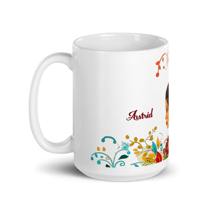 Astrid Exclusive Name Art Piece Home Office Work Coffee Mug Mexican Spanish Pride Gift Cup One - Of - A - Kind Calligraphy White Glossy Mug | A8 - Mexicada