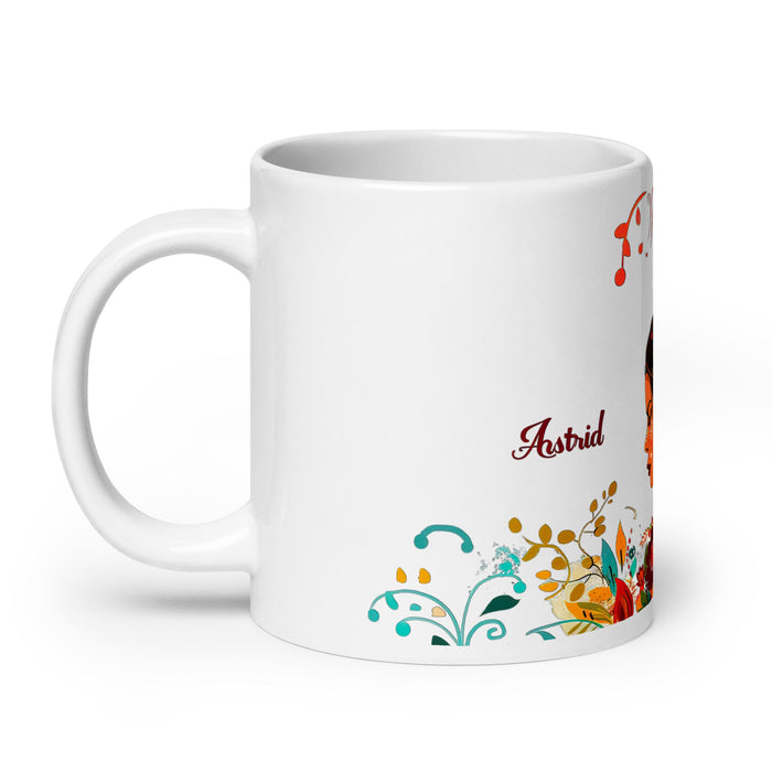 Astrid Exclusive Name Art Piece Home Office Work Coffee Mug Mexican Spanish Pride Gift Cup One - Of - A - Kind Calligraphy White Glossy Mug | A8 - Mexicada