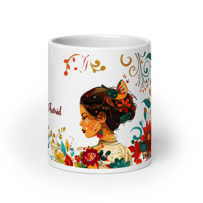 Astrid Exclusive Name Art Piece Home Office Work Coffee Mug Mexican Spanish Pride Gift Cup One-Of-A-Kind Calligraphy White Glossy Mug | A8 Mexicada