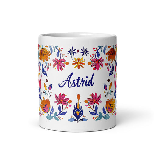 Astrid Exclusive Name Art Piece Home Office Work Coffee Mug Mexican Spanish Pride Gift Cup One - Of - A - Kind Calligraphy White Glossy Mug | A9 - Mexicada