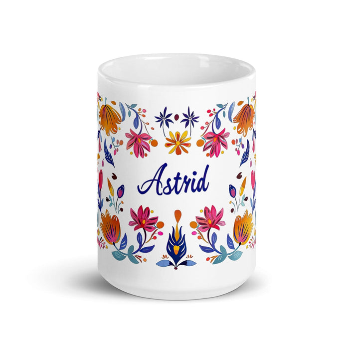 Astrid Exclusive Name Art Piece Home Office Work Coffee Mug Mexican Spanish Pride Gift Cup One-Of-A-Kind Calligraphy White Glossy Mug | A9 Mexicada