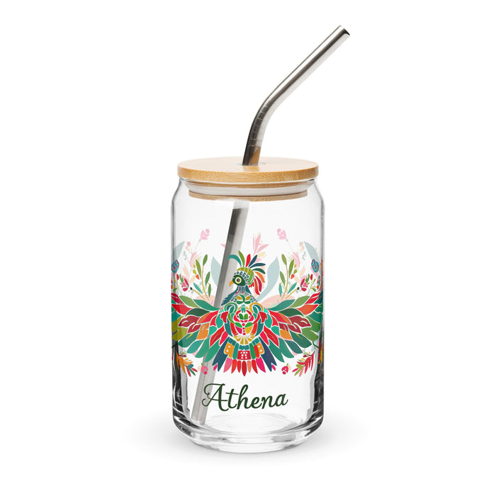 Athena Exclusive Name Art Piece Can - Shaped Glass Home Office Work Mexican Spanish Pride Gift Cup One - Of - A - Kind Calligraphy Glass | A1 - Mexicada