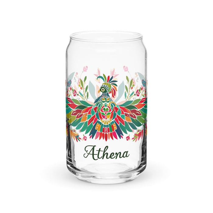 Athena Exclusive Name Art Piece Can-Shaped Glass Home Office Work Mexican Spanish Pride Gift Cup One-Of-A-Kind Calligraphy Glass | A1 Mexicada 16 oz (No Lid No Straw)