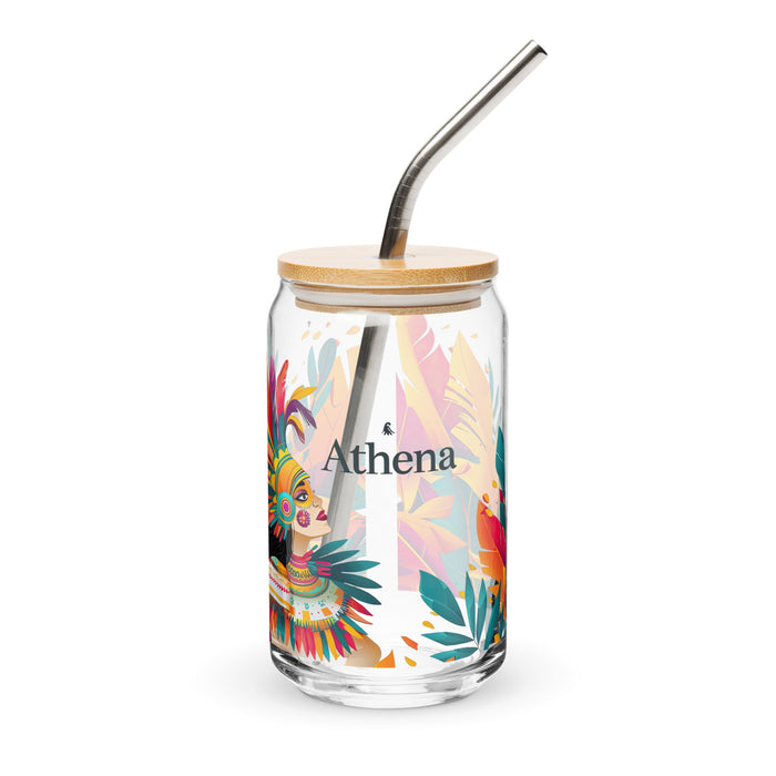 Athena Exclusive Name Art Piece Can - Shaped Glass Home Office Work Mexican Spanish Pride Gift Cup One - Of - A - Kind Calligraphy Glass | A3 - Mexicada