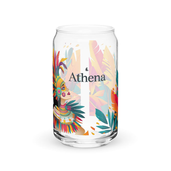 Athena Exclusive Name Art Piece Can - Shaped Glass Home Office Work Mexican Spanish Pride Gift Cup One - Of - A - Kind Calligraphy Glass | A3 - Mexicada