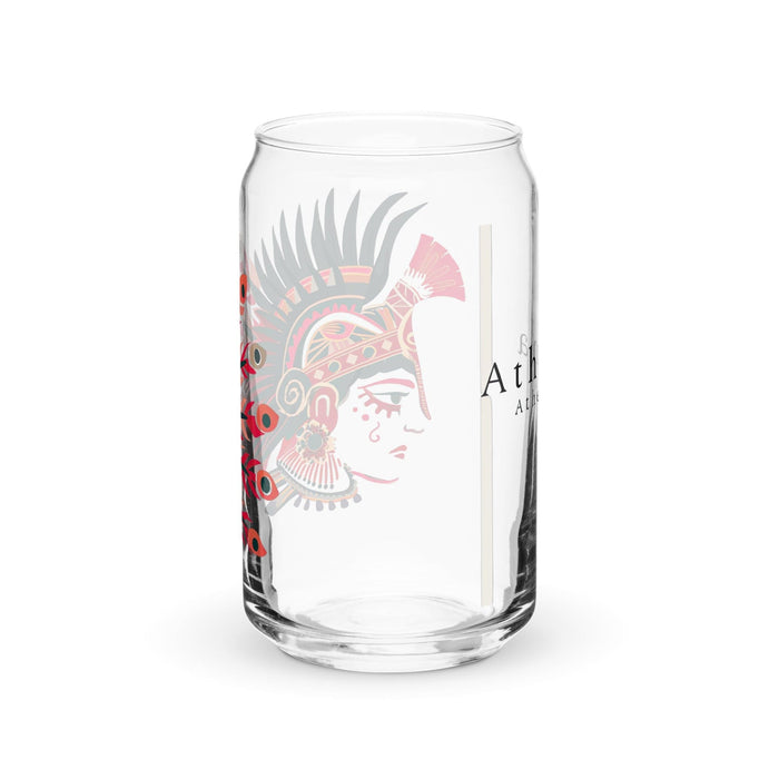 Athena Exclusive Name Art Piece Can-Shaped Glass Home Office Work Mexican Spanish Pride Gift Cup One-Of-A-Kind Calligraphy Glass | A4 Mexicada