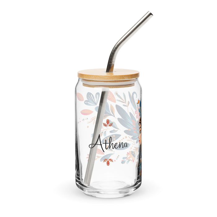 Athena Exclusive Name Art Piece Can - Shaped Glass Home Office Work Mexican Spanish Pride Gift Cup One - Of - A - Kind Calligraphy Glass | A8 - Mexicada