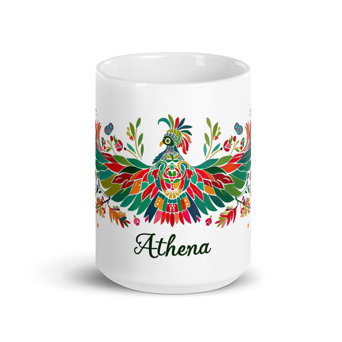 Athena Exclusive Name Art Piece Home Office Work Coffee Mug Mexican Spanish Pride Gift Cup One - Of - A - Kind Calligraphy White Glossy Mug | A1 - Mexicada