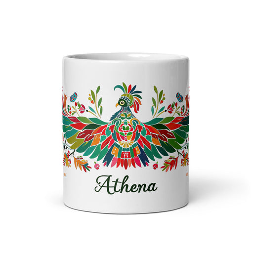 Athena Exclusive Name Art Piece Home Office Work Coffee Mug Mexican Spanish Pride Gift Cup One - Of - A - Kind Calligraphy White Glossy Mug | A1 - Mexicada