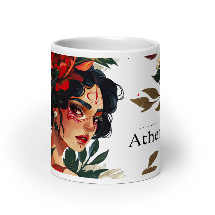 Athena Exclusive Name Art Piece Home Office Work Coffee Mug Mexican Spanish Pride Gift Cup One - Of - A - Kind Calligraphy White Glossy Mug | A6 - Mexicada