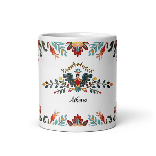 Athena Exclusive Name Art Piece Home Office Work Coffee Mug Mexican Spanish Pride Gift Cup One - Of - A - Kind Calligraphy White Glossy Mug | A7 - Mexicada