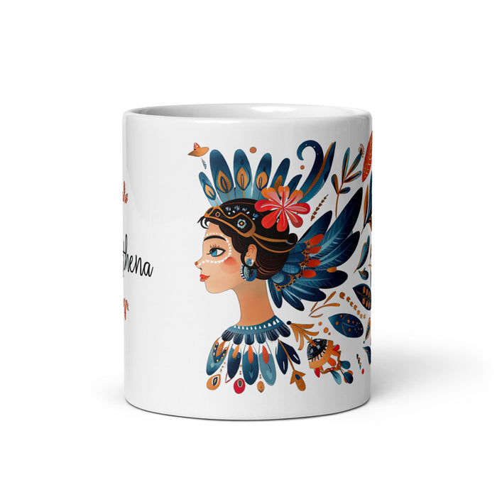 Athena Exclusive Name Art Piece Home Office Work Coffee Mug Mexican Spanish Pride Gift Cup One - Of - A - Kind Calligraphy White Glossy Mug | A8 - Mexicada