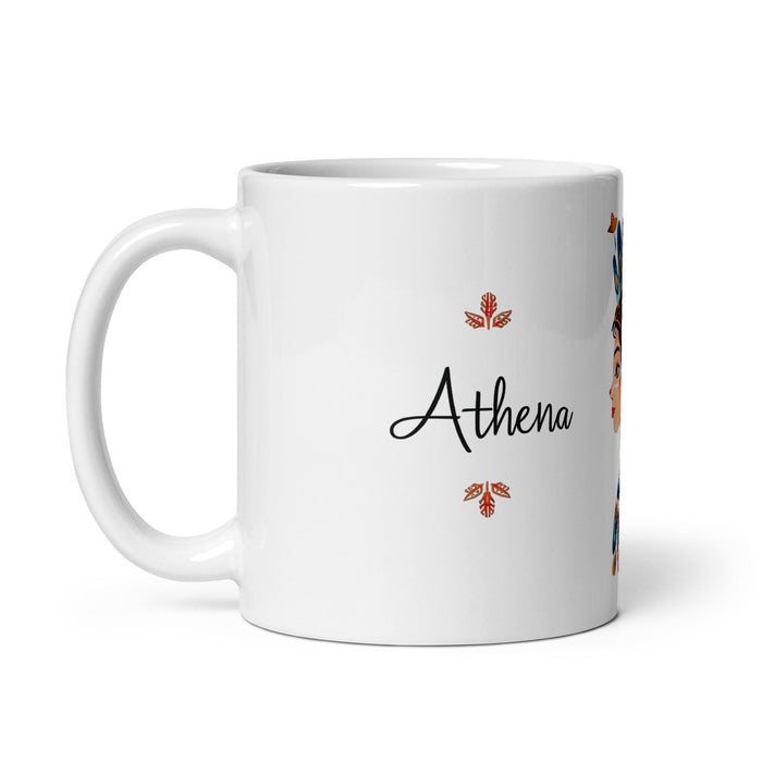 Athena Exclusive Name Art Piece Home Office Work Coffee Mug Mexican Spanish Pride Gift Cup One - Of - A - Kind Calligraphy White Glossy Mug | A8 - Mexicada