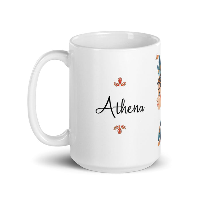 Athena Exclusive Name Art Piece Home Office Work Coffee Mug Mexican Spanish Pride Gift Cup One - Of - A - Kind Calligraphy White Glossy Mug | A8 - Mexicada