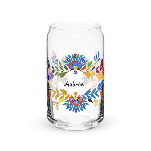 Aubree Exclusive Name Art Piece Can - Shaped Glass Home Office Work Mexican Spanish Pride Gift Cup One - Of - A - Kind Calligraphy Glass | A10 - Mexicada