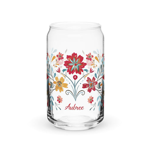 Aubree Exclusive Name Art Piece Can - Shaped Glass Home Office Work Mexican Spanish Pride Gift Cup One - Of - A - Kind Calligraphy Glass | A11 - Mexicada