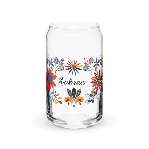 Aubree Exclusive Name Art Piece Can - Shaped Glass Home Office Work Mexican Spanish Pride Gift Cup One - Of - A - Kind Calligraphy Glass | A12 - Mexicada