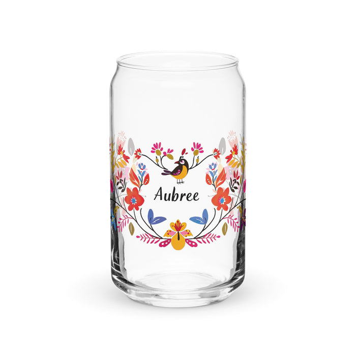 Aubree Exclusive Name Art Piece Can - Shaped Glass Home Office Work Mexican Spanish Pride Gift Cup One - Of - A - Kind Calligraphy Glass | A13 - Mexicada