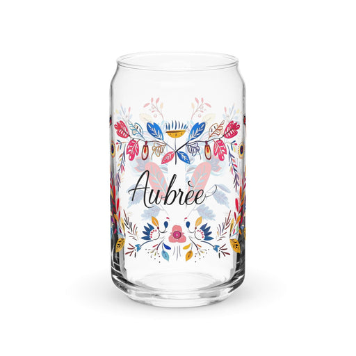 Aubree Exclusive Name Art Piece Can-Shaped Glass Home Office Work Mexican Spanish Pride Gift Cup One-Of-A-Kind Calligraphy Glass | A17 Mexicada 16 oz