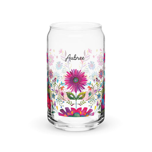 Aubree Exclusive Name Art Piece Can - Shaped Glass Home Office Work Mexican Spanish Pride Gift Cup One - Of - A - Kind Calligraphy Glass | A19 - Mexicada