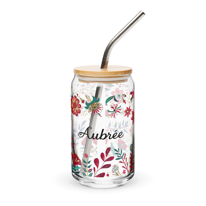 Aubree Exclusive Name Art Piece Can - Shaped Glass Home Office Work Mexican Spanish Pride Gift Cup One - Of - A - Kind Calligraphy Glass | A2 - Mexicada