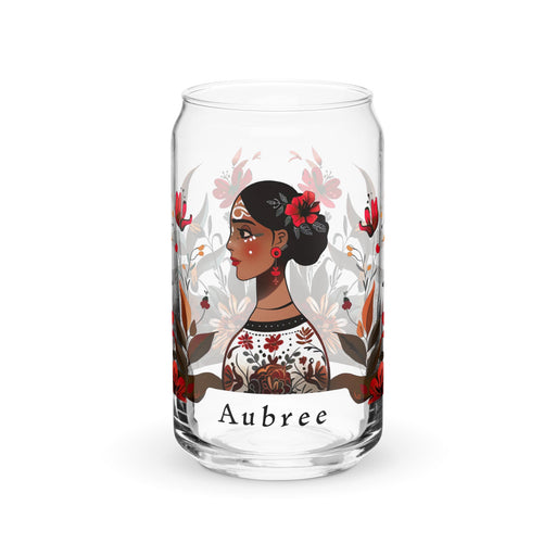 Aubree Exclusive Name Art Piece Can - Shaped Glass Home Office Work Mexican Spanish Pride Gift Cup One - Of - A - Kind Calligraphy Glass | A22 - Mexicada