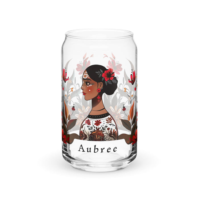 Aubree Exclusive Name Art Piece Can - Shaped Glass Home Office Work Mexican Spanish Pride Gift Cup One - Of - A - Kind Calligraphy Glass | A22 - Mexicada