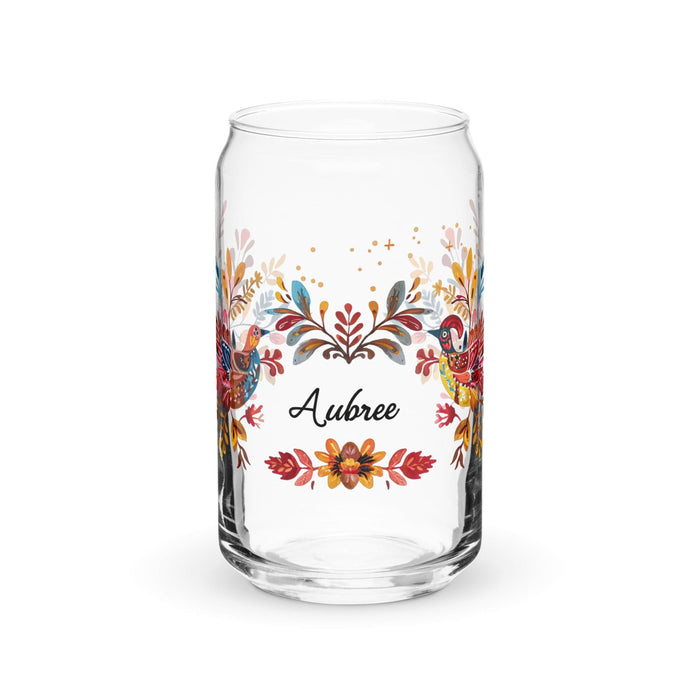 Aubree Exclusive Name Art Piece Can-Shaped Glass Home Office Work Mexican Spanish Pride Gift Cup One-Of-A-Kind Calligraphy Glass | A23 Mexicada 16 oz (No Lid No Straw)