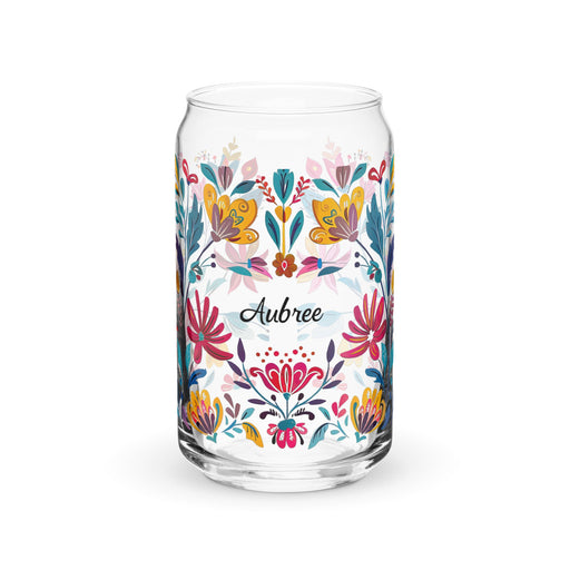 Aubree Exclusive Name Art Piece Can - Shaped Glass Home Office Work Mexican Spanish Pride Gift Cup One - Of - A - Kind Calligraphy Glass | A24 - Mexicada