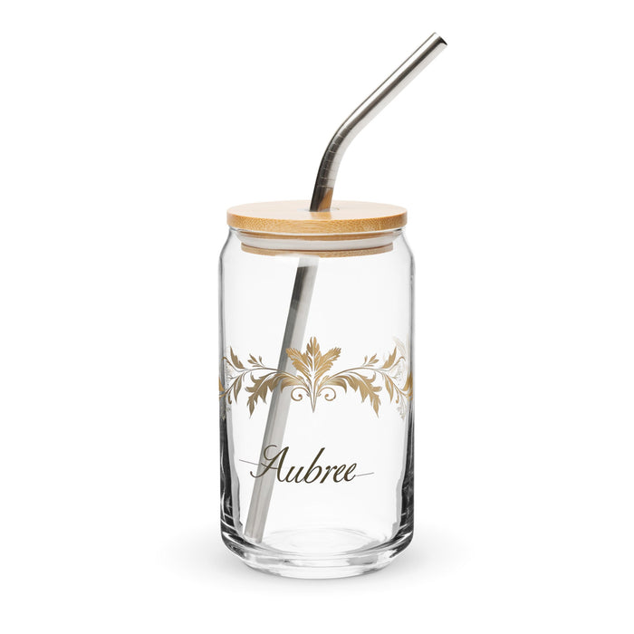 Aubree Exclusive Name Art Piece Can - Shaped Glass Home Office Work Mexican Spanish Pride Gift Cup One - Of - A - Kind Calligraphy Glass | A26 - Mexicada