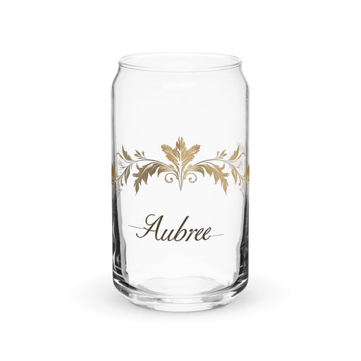 Aubree Exclusive Name Art Piece Can-Shaped Glass Home Office Work Mexican Spanish Pride Gift Cup One-Of-A-Kind Calligraphy Glass | A26 Mexicada 16 oz