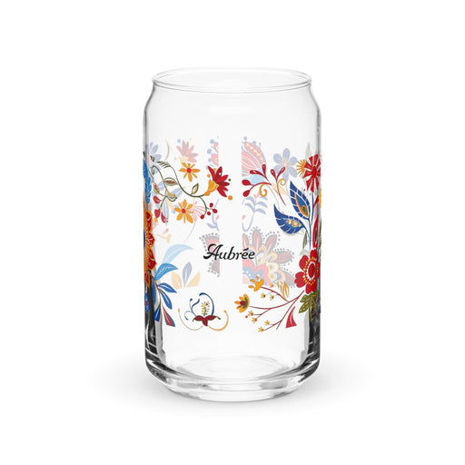 Aubree Exclusive Name Art Piece Can-Shaped Glass Home Office Work Mexican Spanish Pride Gift Cup One-Of-A-Kind Calligraphy Glass | A28 Mexicada 16 oz (No Lid No Straw)