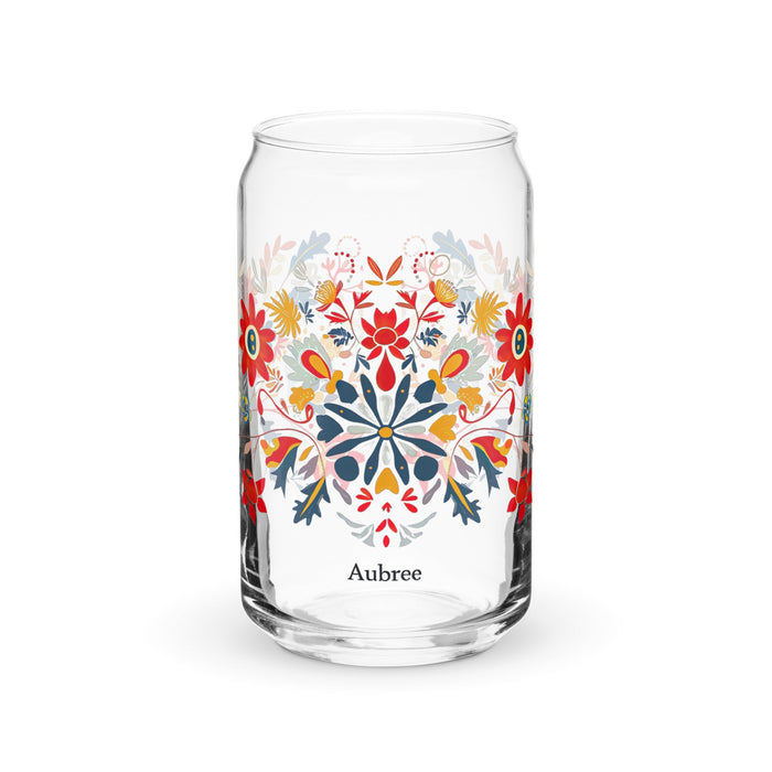 Aubree Exclusive Name Art Piece Can - Shaped Glass Home Office Work Mexican Spanish Pride Gift Cup One - Of - A - Kind Calligraphy Glass | A29 - Mexicada