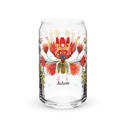 Aubree Exclusive Name Art Piece Can - Shaped Glass Home Office Work Mexican Spanish Pride Gift Cup One - Of - A - Kind Calligraphy Glass | A30 - Mexicada