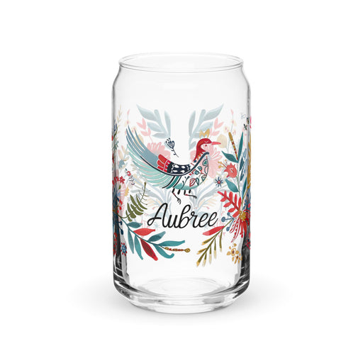 Aubree Exclusive Name Art Piece Can - Shaped Glass Home Office Work Mexican Spanish Pride Gift Cup One - Of - A - Kind Calligraphy Glass | A36 - Mexicada