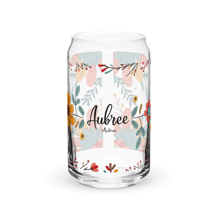 Aubree Exclusive Name Art Piece Can - Shaped Glass Home Office Work Mexican Spanish Pride Gift Cup One - Of - A - Kind Calligraphy Glass | A37 - Mexicada