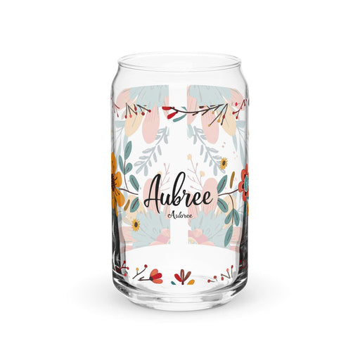 Aubree Exclusive Name Art Piece Can-Shaped Glass Home Office Work Mexican Spanish Pride Gift Cup One-Of-A-Kind Calligraphy Glass | A37 Mexicada 16 oz